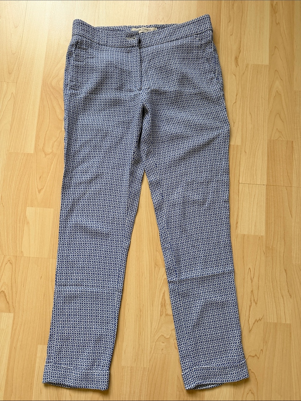 ETRO Italy cropped Patterned Slim Dress Pants - Navy/White